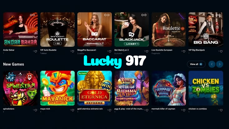 Lucky 917 casino presented on mobile device in Pakistan with slots and live games